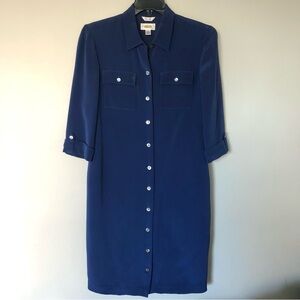 Talbots silk shirt dress vintage blue size 10